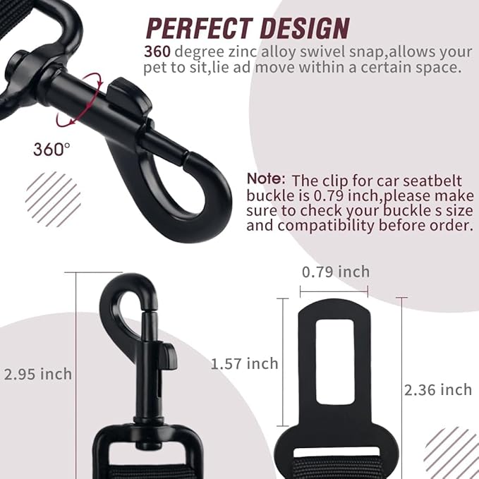 COOYOO Dog Seat Belt,Retractable Dog Car Harness Seat Belt for Car Adjustable Nylon Pet Safety Seat Belts Heavy Duty & Elastic Bungee Buffer-PawvioPets