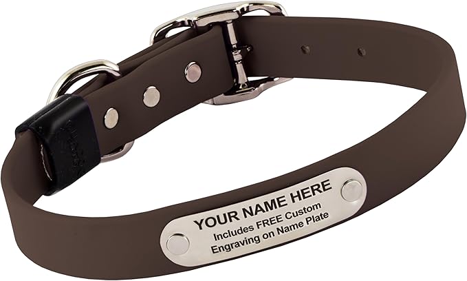Biothane Custom Dog Collar – Waterproof, Stink-Proof Personalized Collar with Name & Phone Number – Durable, Many Sizes and Colors – Assembled in USA (Chocolate Brown)-PawvioPets