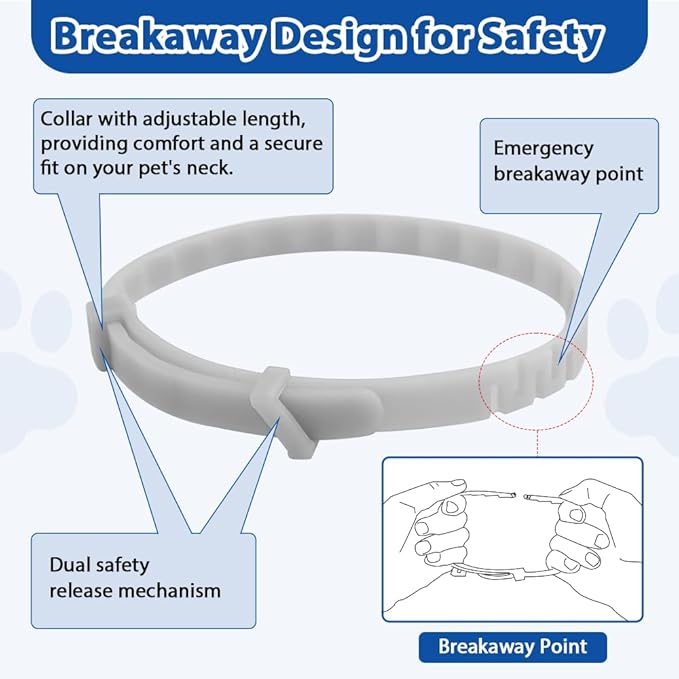 4 Pack Adjustable Flea and Tick Collar for Cats, Natural Plant Oil Formula Cat Flea Collar Provides 32-Month Protection for Flea Tick, Glow-in-The-Dark & Waterproof Cat Flea Treatment for All Cats-PawvioPets
