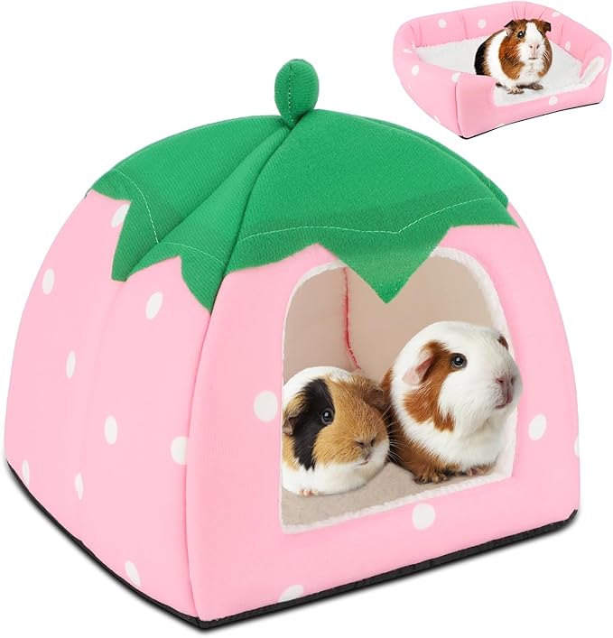 BWOGUE Guinea Pig House Bed Cozy Hamster Cave Large Hideout for Dwarf Rabbits Hedgehog Bearded Dragon Winter Nest Hamster Cage Accessories-PawvioPets