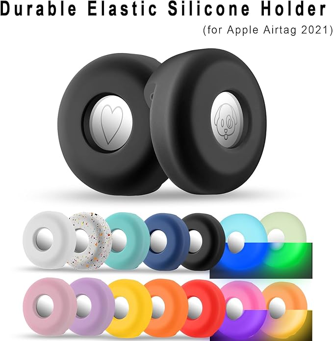 Airtag Holder for Dog Collar, Cibaabo Silicone Air Tag Case Cover Compatible with Apple Airtags for 0.8-1.2inch Cat Pet Collar Harness Loop-PawvioPets