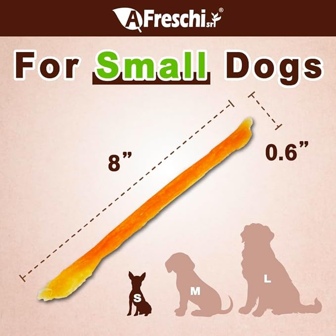 Afreschi Turkey Tendon Dog Treats, Strip 3.53 oz, USA Sourced Turkey, All Natural Human Grade Puppy Chew, Hypoallergenic, Rawhide Alternative, for Small Breeds-PawvioPets