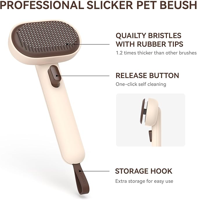 Aumuca Cat Brushes for Indoor Cats Dog Hair Brush for Shedding Long or Short Haired Cats Grooming Deshedding Brush for Dog Kitten Horse Massage Removes Loose Fur, Brown-PawvioPets