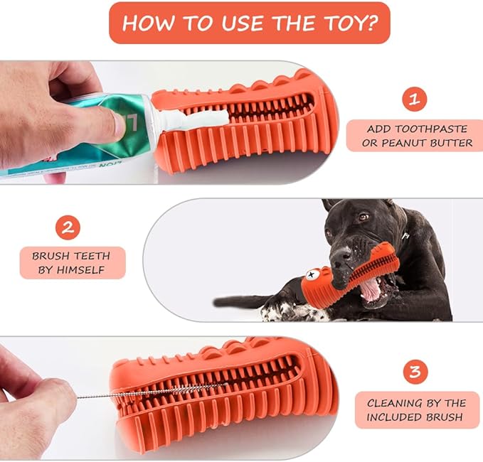 Dog Toys for Aggressive Chewers Large Medium Breed, Indestructible Dog Toothbrush Chew Toys, Squeaky Interactive Tough Extremely Durable, Dogs Toys to Keep Them Busy-PawvioPets
