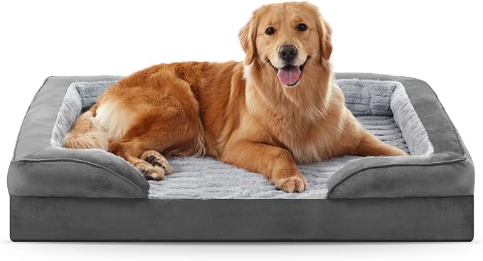 FURTIME Orthopedic Dog Beds Large Sized Dog, XL Washable Dog Sofa Bed for Large Dogs, Comfy Supportive Egg-Crate Foam Pet Couch Bed with Removable Cover, Waterproof Lining and Nonskid Bottom-PawvioPets