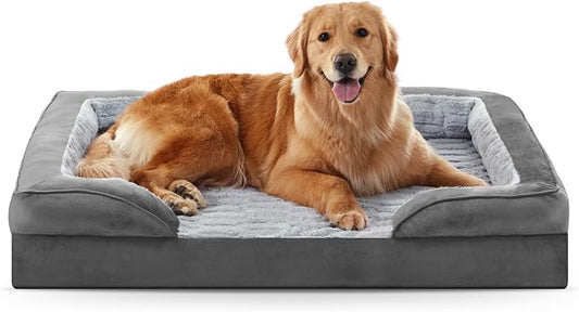 FURTIME Orthopedic Dog Beds Large Sized Dog, XL Washable Dog Sofa Bed for Large Dogs, Comfy Supportive Egg-Crate Foam Pet Couch Bed with Removable Cover, Waterproof Lining and Nonskid Bottom-PawvioPets