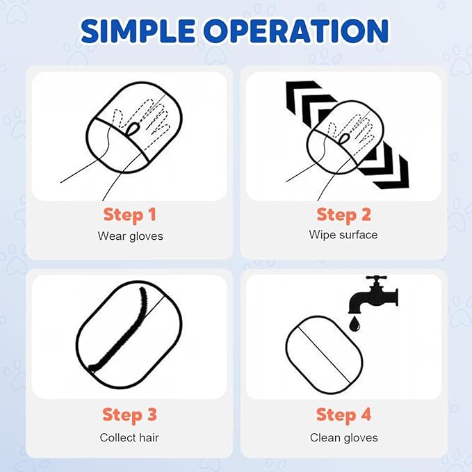 2025 New Upgrade Pet Hair Remover Electrostatic Gloves, Reusable Pet Hair Removal Glove, Cat & Dog Hair Removal Tool for Couch, Furniture, Carpet, Car Seat, Pet Grooming-PawvioPets