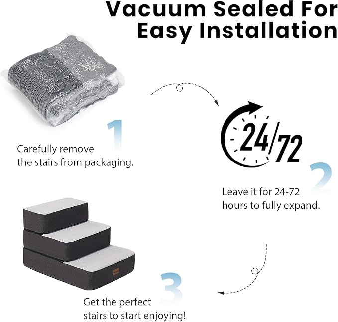 5-Step Adjustable Dog Stairs for High Beds, Dog Steps for Small Dogs and Cats, Foldable Pet Stairs for Bed Climbing, Non-Slip Pet Step Indoor, Grey-PawvioPets