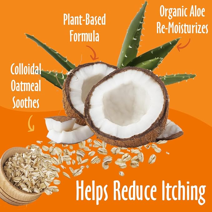 earthbath, Oatmeal & Aloe Dog Shampoo - Oatmeal Shampoo for Dogs, Itchy, Dry Skin Relief, Dog Wash, Made in USA, Cruelty Free Pet Shampoos - Vanilla & Almond, 16 Oz (1 Pack)-PawvioPets