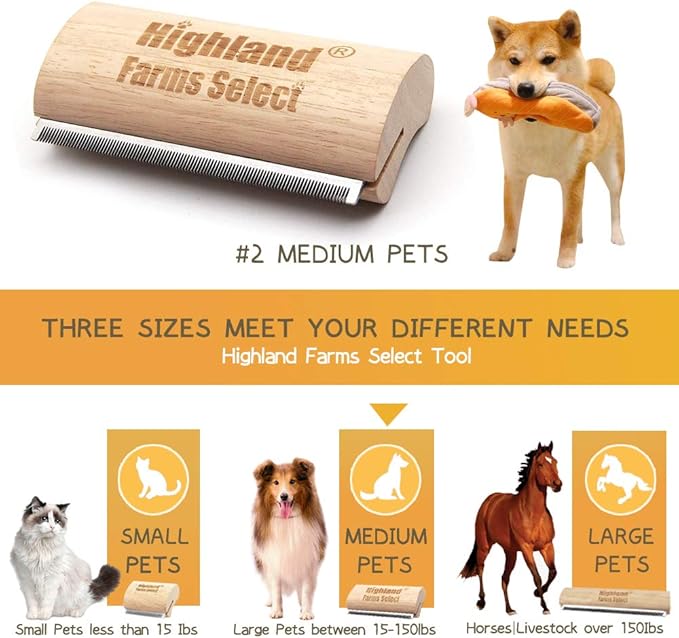 Deshedding Grooming Tool for Dogs, Cats & Horses, Ergonomic Design Wood Groom Brush, Professional Pet Groomer, Painlessly Remove for Short & Long Hair, Fur & Dirt - 5 Inches-PawvioPets