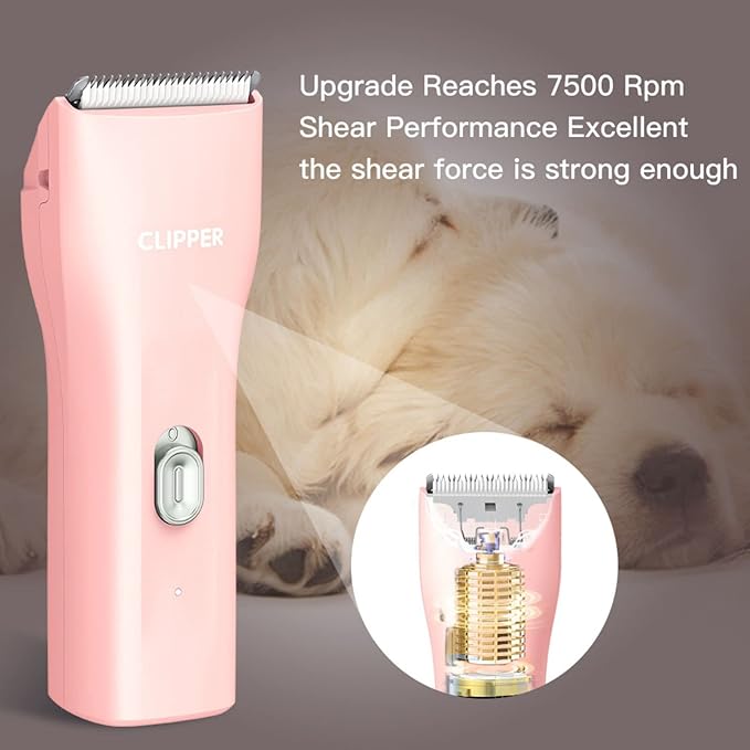 Dog Cat Home Hair Waterproof Clipper Portable Electric USB Rechargeable Pet Grooming Tools Low Noise Shaver Cordless Trimmer for Small and Large Pets-PawvioPets