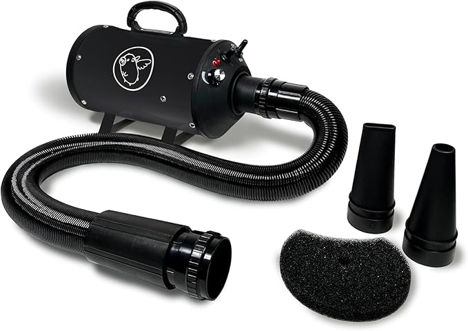 Flying Pig High Velocity Dog Pet Grooming Dryer w/Heater (Flying One, Black w/White Logo)-PawvioPets