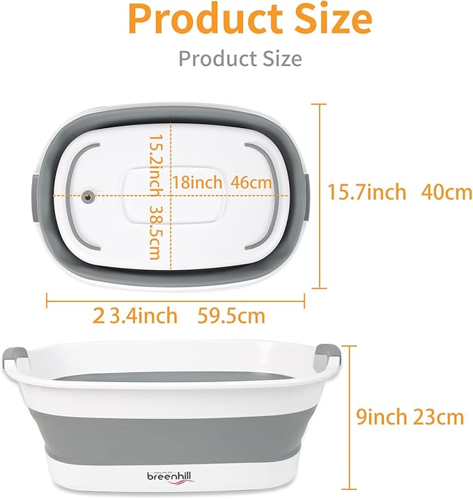 Collapsible Dog Bath Tub for Small Dogs & Cats, Portable Puppy Bath Tub with Water Drain Plug, Space Saving Foldable Pet Bathtub for Indoor & Outdoor Use, Grey-PawvioPets