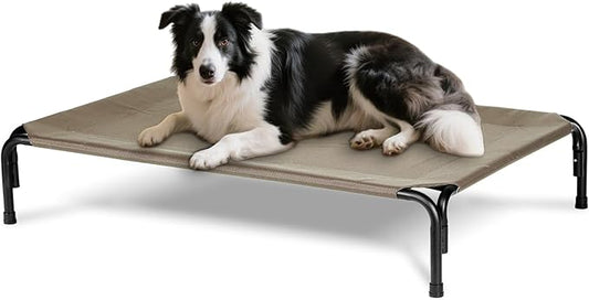 Elevated Dog Bed for Outdoor, Large Raised Dogs Cot for Training, Cooling Pet Beds with Washable Mesh, Indestructible Lifted Platform for Outside Camping, 41 inch Brown-PawvioPets