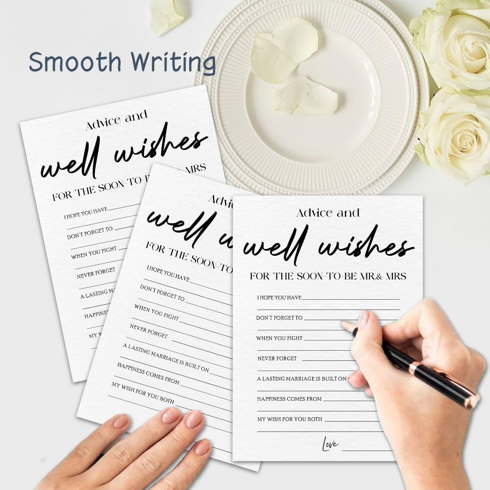 30 Minimalism Game Cards - Advice & Well Wishes - Bridal Shower, Engagement, Mr & Mrs, Newlyweds, Wedding Games, Party Activities & Supplies - B 03 White