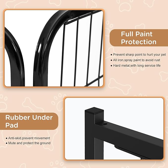 BestPet Dog Playpen Indoor 40 inch 4 Panels Metal Dog Pen Pet Dog Fence Outdoor Exercise Pen with Doors,Pet Puppy Playpen for RV Camping Yard, Black-PawvioPets