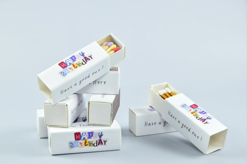 Customizable Birthday Matchboxes – Set of 10 – Fun Birthday Design – Colorful Matchsticks – Perfect for Birthday Favors (2" Matchsticks, Birthday #1)