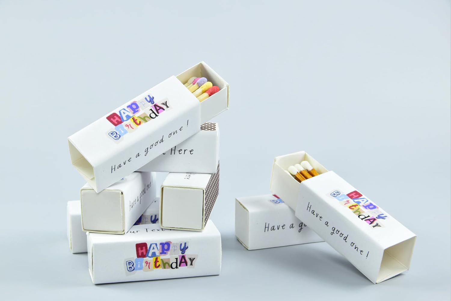 Customizable Birthday Matchboxes – Set of 10 – Fun Birthday Design – Colorful Matchsticks – Perfect for Birthday Favors (2" Matchsticks, Birthday #1)
