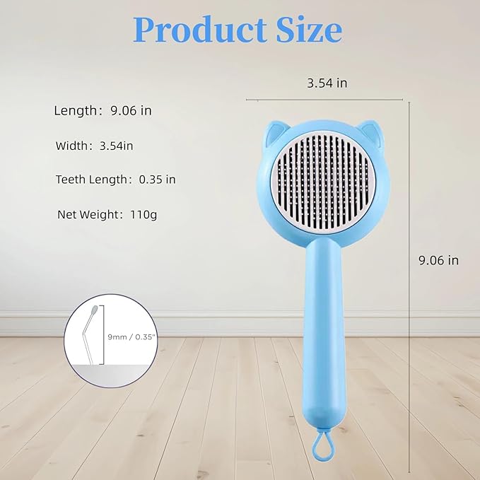 Cat Brush for Shedding，Pet Grooming Tool for Dogs，Cat Hair Brush with Self Cleaning Button for Deshedding, Easy to Removes Loose Fur-PawvioPets