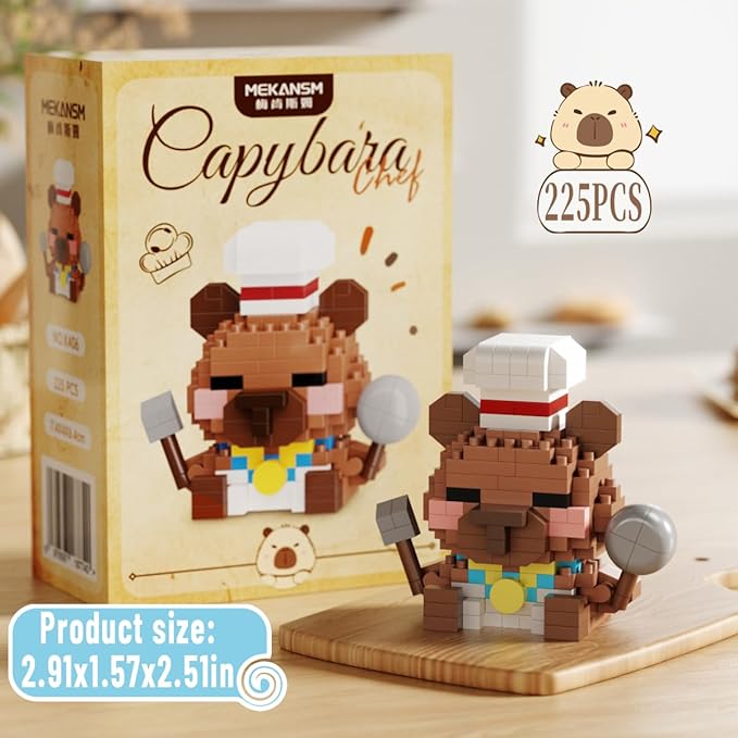 Gold Medal Baking Cute Capybara Baking Bread Series Mini Building Toy Kawaii Animals Set Micro Adorable Pet Buildings Small Bricks Gifts Toys-PawvioPets