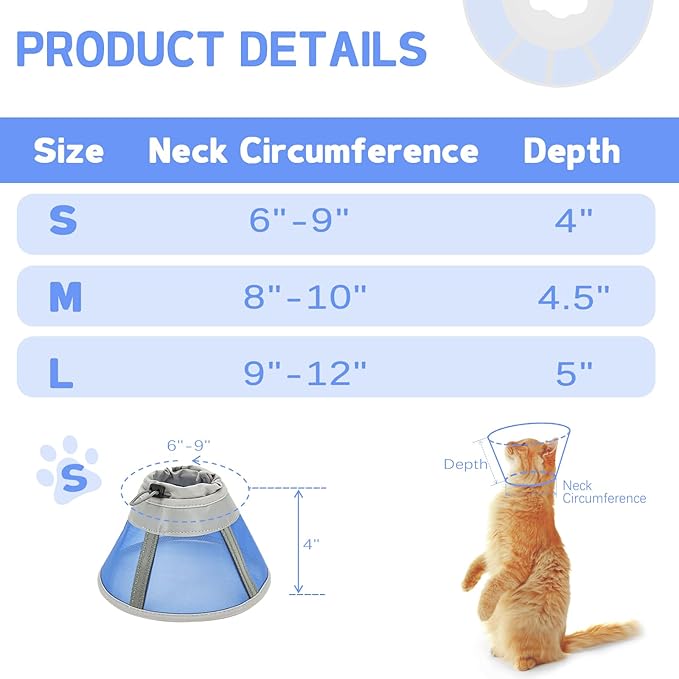 Cat Cone Collar Soft, Cat Recovery Collar for Large Medium Small Cats Kittens, Pet Cone Alternative After Surgery-PawvioPets