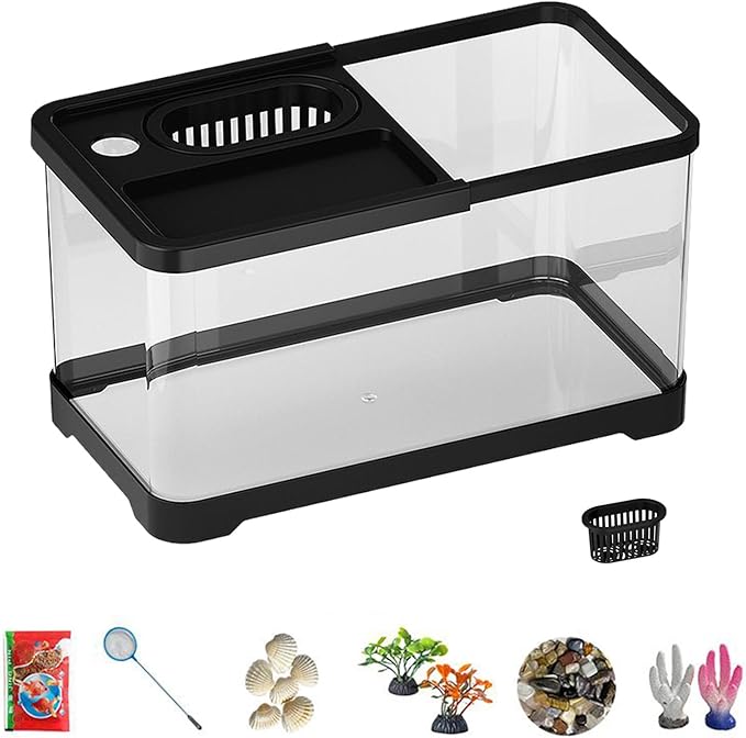 Fish Tank Starter Kit - Small Aquarium | Fish Tank Starter Kit With Filter And Light | Gallon Small Aquarium | Underwater Landscape Decoration, Compact Glass Aquariums Set For Den Living Room Dorm Kid-PawvioPets