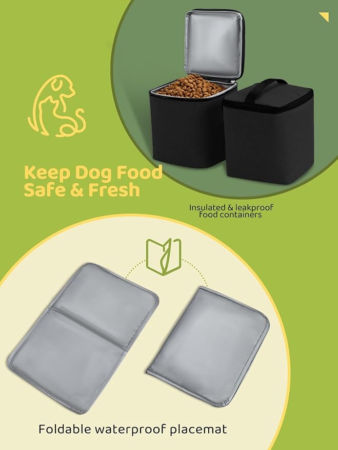 Dog Travel Bag, 25L Airline Approved Dog Travel Backpack for Pet Travel Accessories with 2 Food Storage Containers, 2 Foldable Bowls for Short Trips, Black-PawvioPets