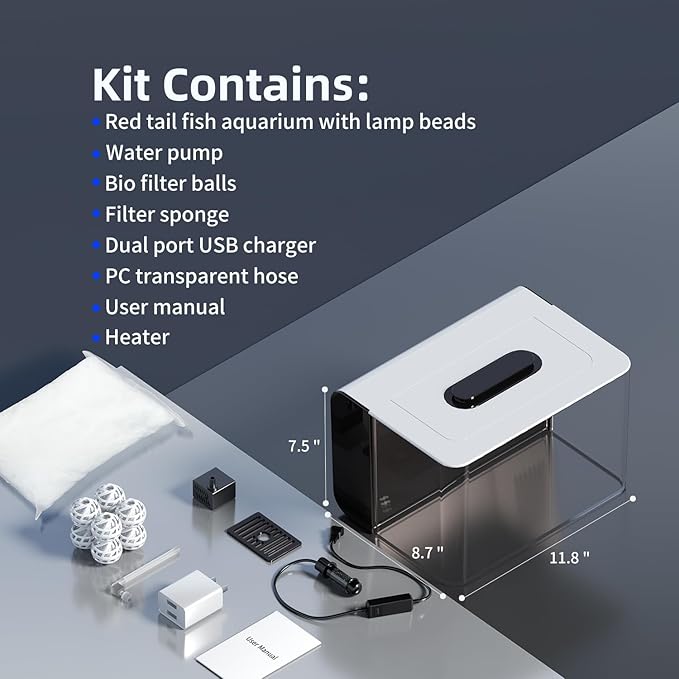 Betta Fish Tank, 2.5 Gallon Aquarium Kit with Modular Filtration, Heater, Light, Self Cleaning, Oxygenation, Small Fish Tank for Goldfish, Guppy, Shrimp-PawvioPets