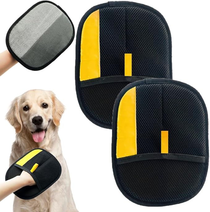 2Pcs Electrostatic Gloves Pet Hair Removal, Pet Hair Remover Glove, Washable Reusable Dogs Cats Hair Gloves for Furniture Bed Sheets Couch Clothes Carpet Car-PawvioPets