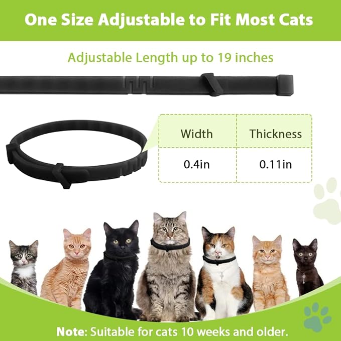 4 Pack Flea and Tick Collar for Cats, Natural Plant Oil Formula Cat Flea Collar Provides 32-Month Protection for Flea Tick Prevention, Waterproof & Adjustable Cat Flea Treatment for Most Cats-PawvioPets