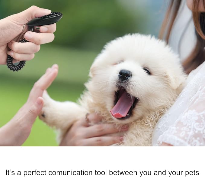 Dog Clicker for Training, 2 Pack Dog Training Clicker, Clicker Dog Training with Wrist Strap, Pet Training Clicker, Perfect for Dog Cat Puppies Behavioral Training (Black and Water Lake Blue)-PawvioPets