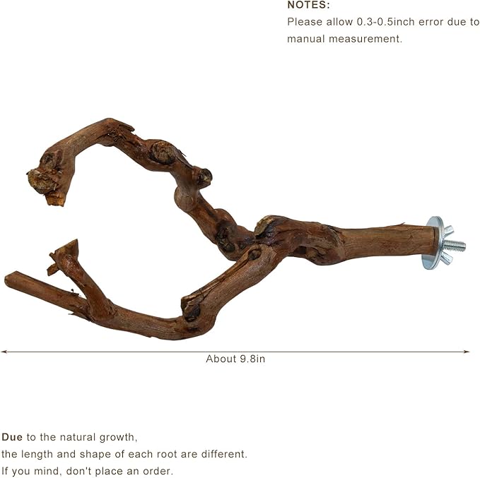 2 Packs Parrot Bird Perches,Natural Wild Grape Stick Grinding Paw Climbing Standing Cage Accessories Toy for 3-4 Parakeets, Budgies, Lovebirds,Cockatiels (Style-1)-PawvioPets