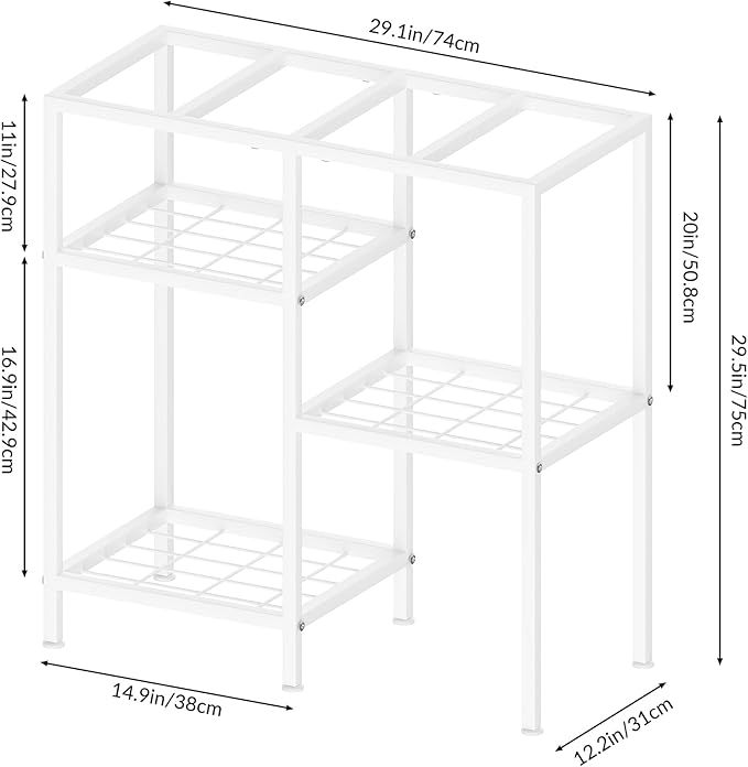 20 Gallon Fish Tank Stand White Metal Aquarium Stand Turtle Tank Stand Reptile Tank Stands 3 Tier Fish Tank with Stand-PawvioPets