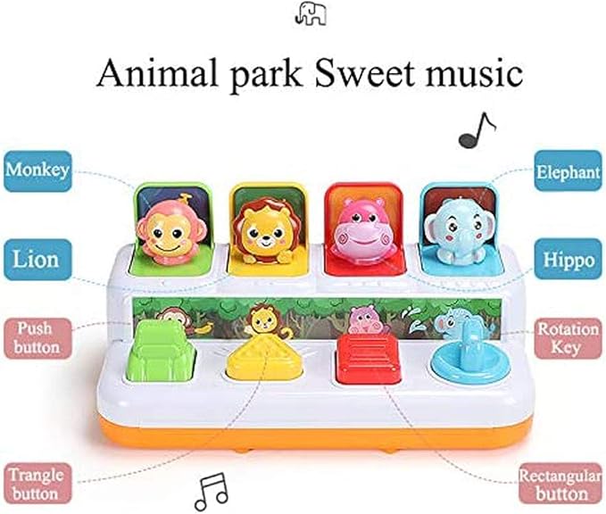Animal Park Interactive Pop Up Music Toy,Up- Early Education Activity Center Toy, Ages 7 8 9 10 11 12 Months and up Infant Toddlers Toys.-PawvioPets