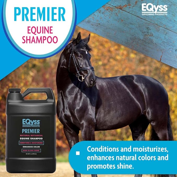 EQyss Premier Equine Horse Shampoo - Conditions and Moisturizes Coat, Enhances Color, Promotes Shine - Safe for All Horses & Pets, pH Balanced, USA Made-PawvioPets