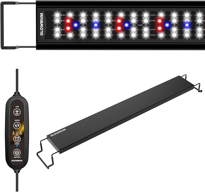 GLOWRIUM Aquarium Light, LED Full Spectrum Freshwater Fish Tank, infinitely dimmable, Fish Tank Light with auto-on/Off Timer (48-53 in)-PawvioPets