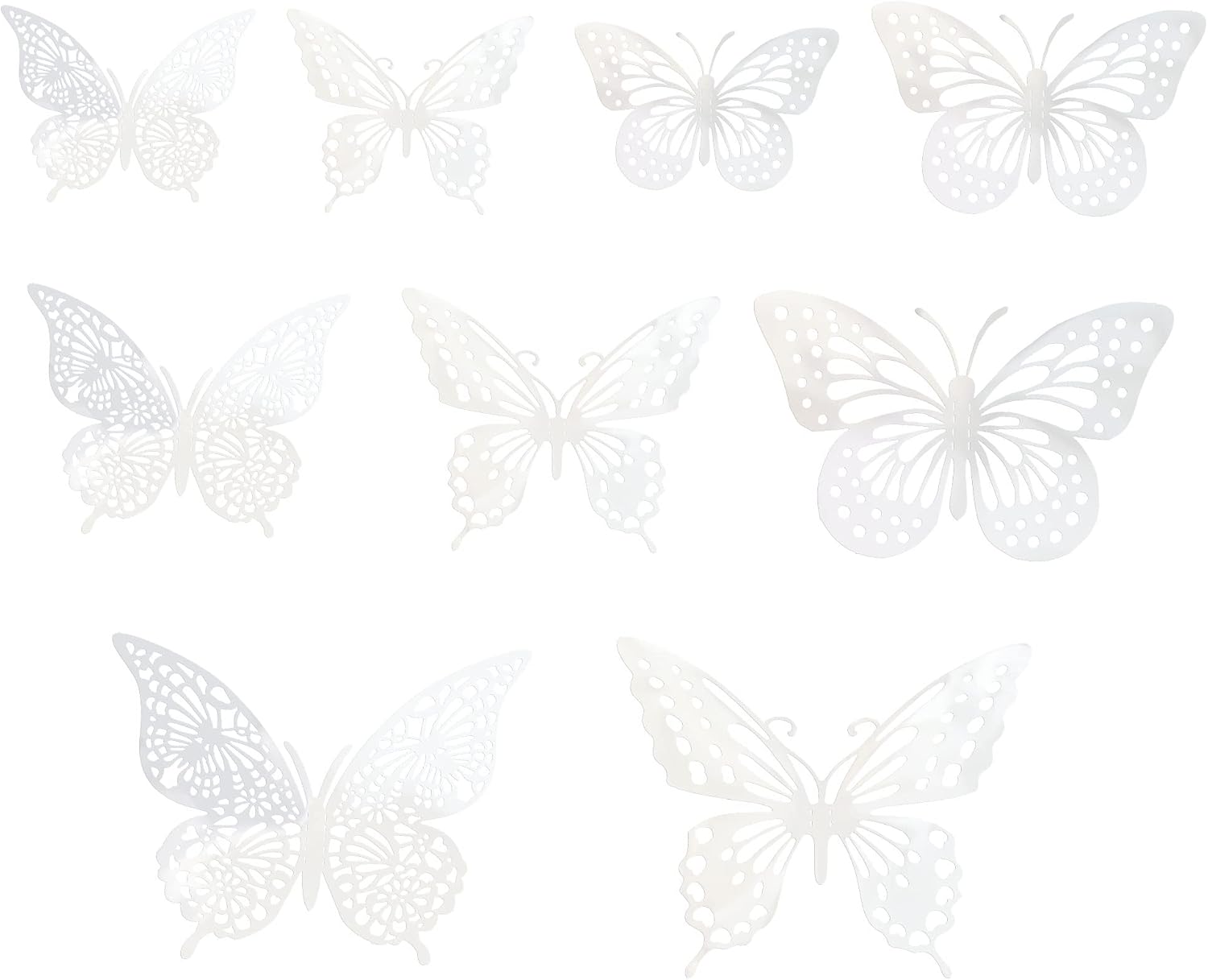 Gyufise 36 Pack Silver Laser 3D Butterfly Cupcake Toppers Hollow Cake Decorations for Birthday Wedding Fairy Party Wall Sticker Decal