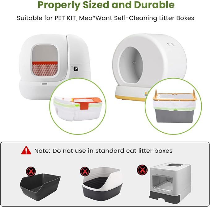 67 Count Cat Litter Bags for Pet Pura MAX Self-Cleaning Litter Box, Drawstring Kitty Liners for Automatic Waste Drawer Bin, Disposable Replacement Poop Trash Bag, Durable Leak-proof - 21 * 15.7 "-PawvioPets