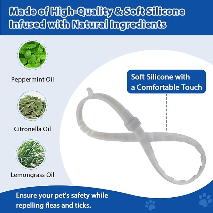 4 Pack Adjustable Flea and Tick Collar for Cats, Natural Plant Oil Formula Cat Flea Collar Provides 32-Month Protection for Flea Tick, Glow-in-The-Dark & Waterproof Cat Flea Treatment for All Cats-PawvioPets