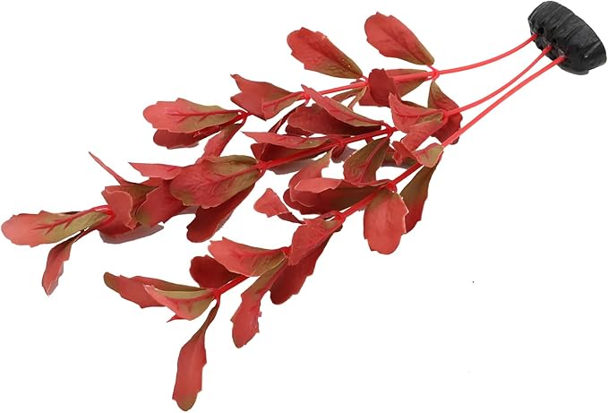 2-Pack 12 Inch Aquarium Silk Aquarium Plants, Artificial Plastic Plant for Small Tank, Goldfish, Fish Hides (Red, 12 Inch)-PawvioPets