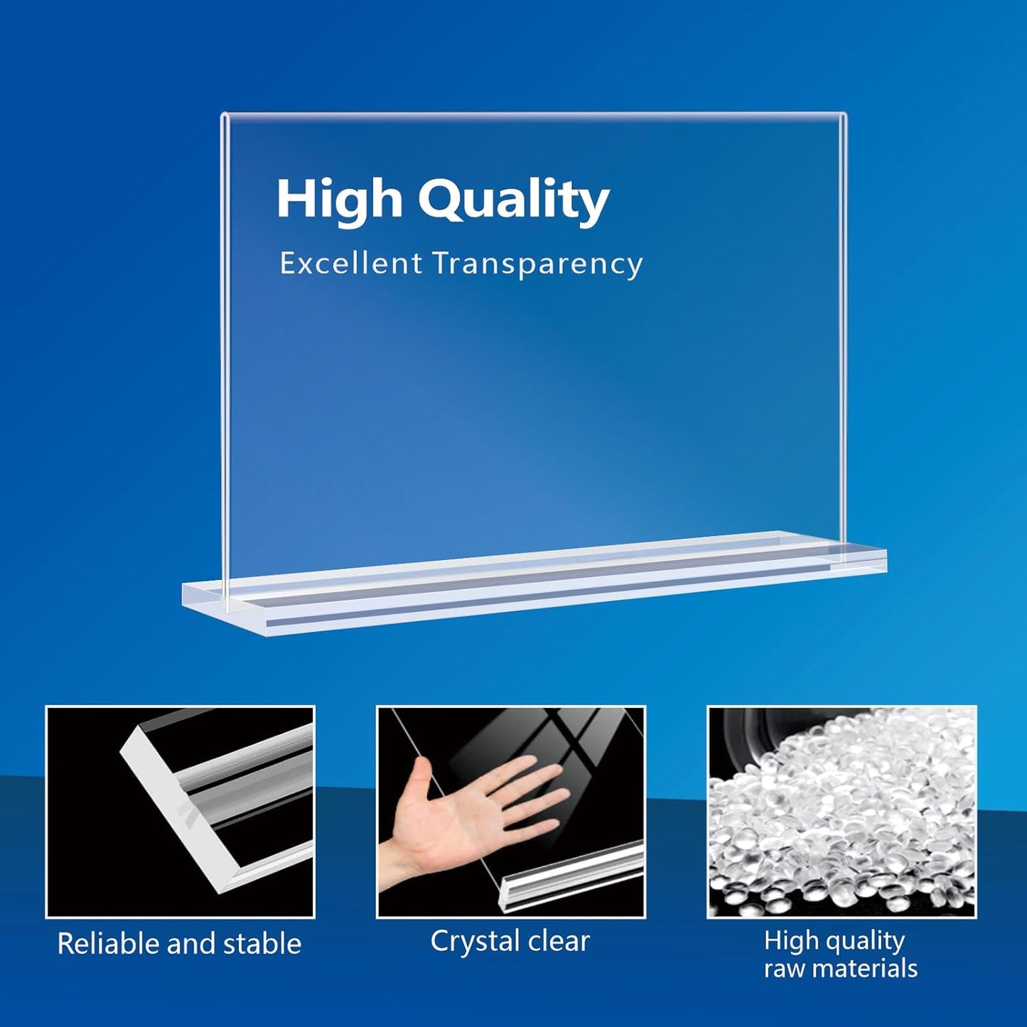 Acrylic Sign Holder 6x4 - 6 Pack Clear Tabletop Sign Holder Horizontal Plastic Picture Frames, Double Sided T Shape Display Stand Vendor Booth Display Items for Store,Restaurants,Hotels,Office