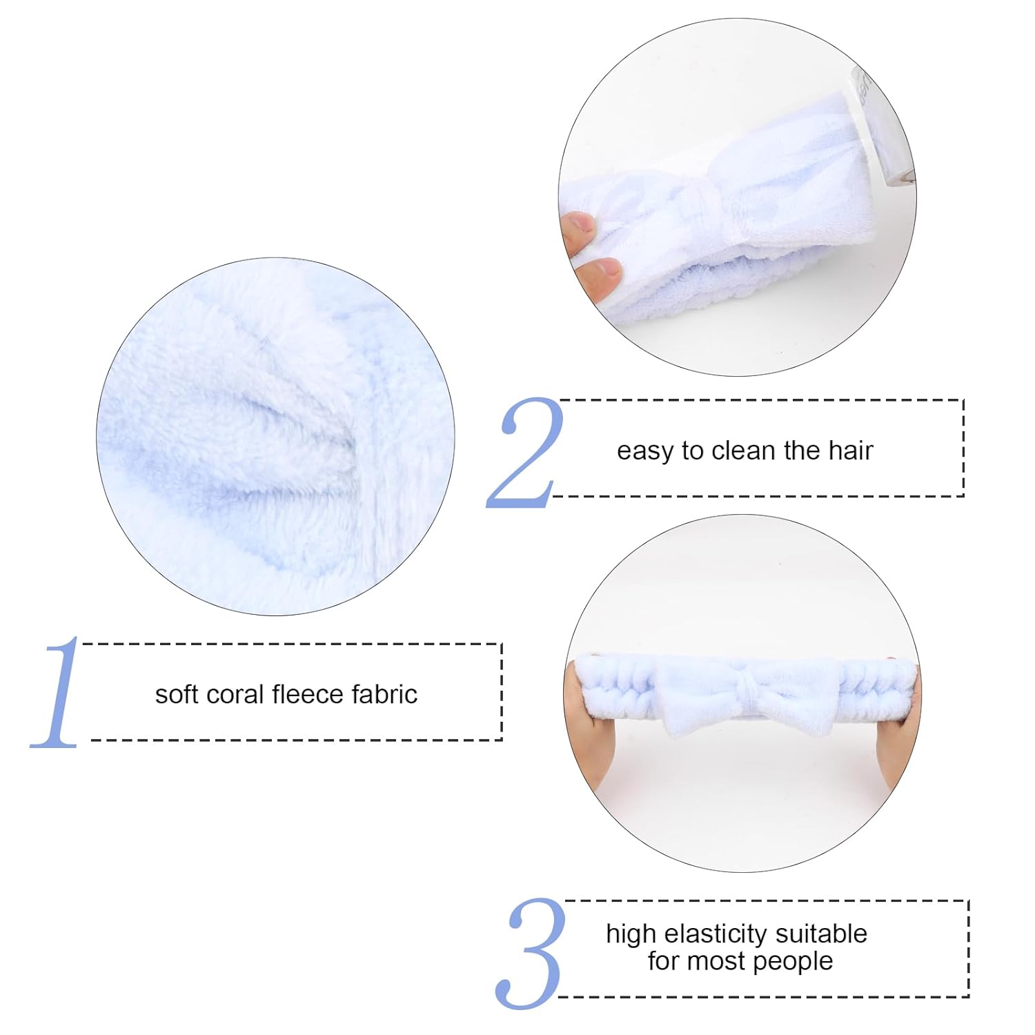 Semato Bachelorette Party Favor Set - Bride & Bridesmaid Spa Headbands (1 Bride + 7 Blue)