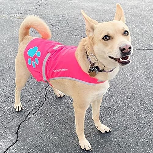 Dog Reflective Vest – Hi-Vis Fluorescent Visibility That Helps to Safeguard Your Pet On/Off Leash in Urban & Rural Areas (Pink, Medium)-PawvioPets