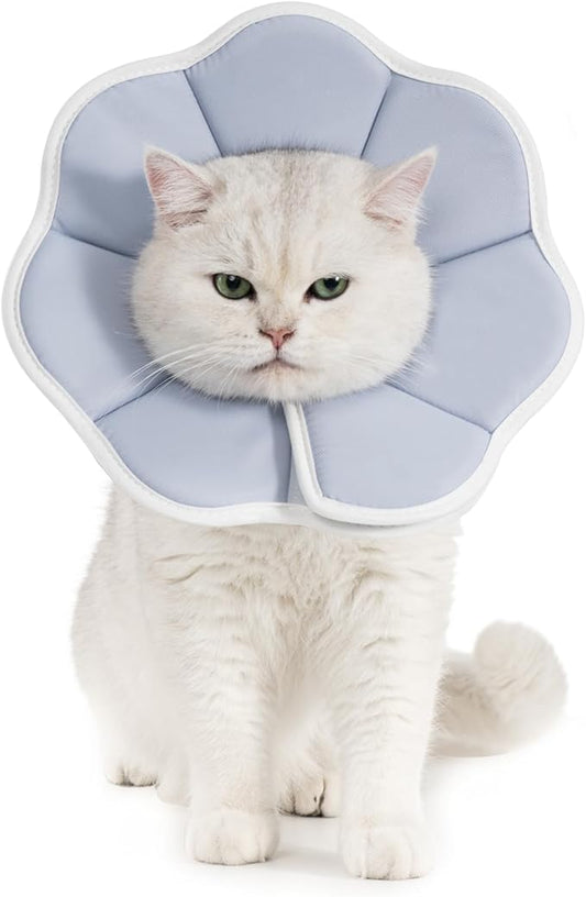 Avont Soft Cat Recovery Cone Collar, Adjustable Lightweight Kitten E-Collar for Small Dogs, Comfortable Neck Donut Stop Licking Scratching After Surgery -Grey(M)-PawvioPets