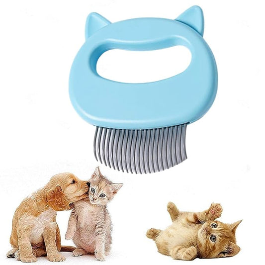 Cat Comb Pet Short Long Hair Removal Massaging Shell Comb Soft Deshedding Brush Grooming And Shedding Matted Fur Remover Massage Dematting Tool For Dog Puppy Rabbit (Blue)-PawvioPets