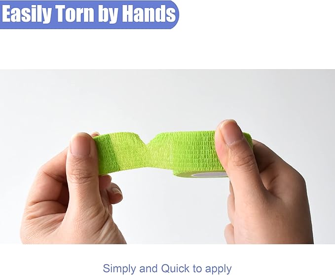 9 Pack 1" x 5 Yards Self Adhesive Bandage Wrap Self Stick Wrap for Ankle, Wrist, Finger, Sports, Breathable Cohesive Vet Tape for Pets (Grass Green)-PawvioPets
