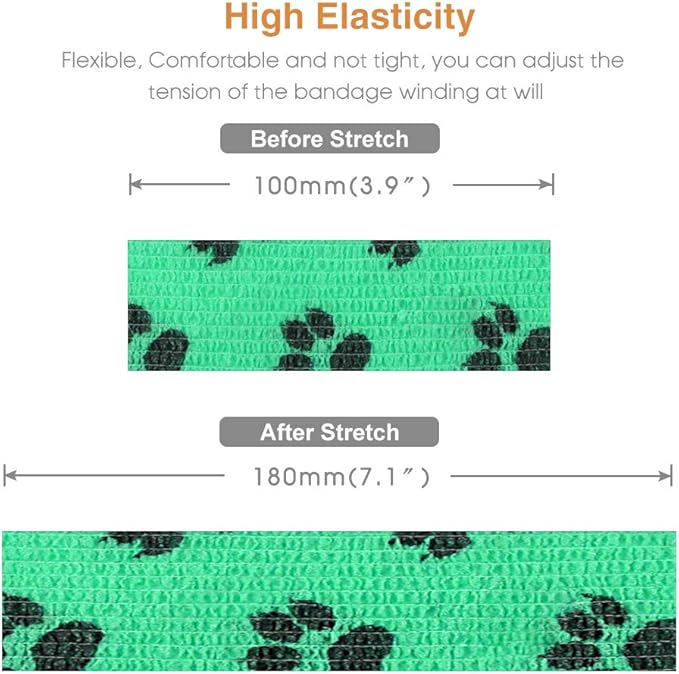 AUPCON Vet Wrap Cohesive Bandages Bulk Self Adhesive Bandage Wrap Self Adherent Wrap Non-Woven for Dogs Pet Animals & Ankle Sprains & Swelling 2 Inch x 5 Yards (2 Inch Claw)-PawvioPets