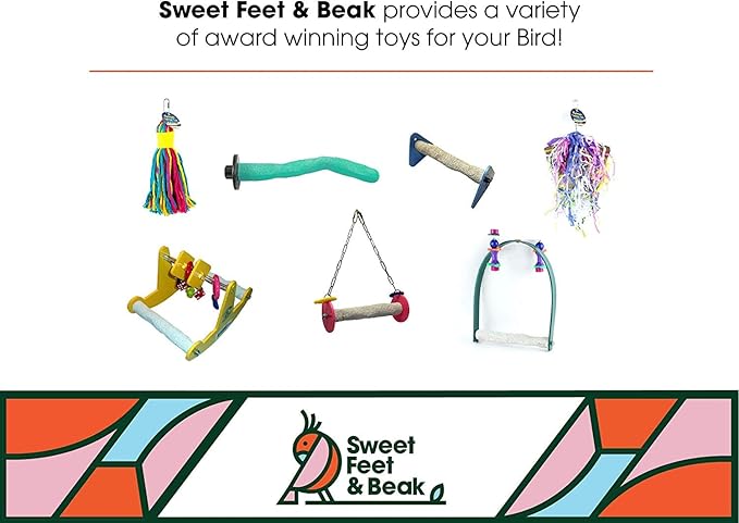 Comfort Grip Safety Perch for Bird Cages - Pedicure Perch for Birds to Keep Nails and Beaks in Top Condition - Safe Easy to Install Bird Cage Accessories - L 13"-PawvioPets