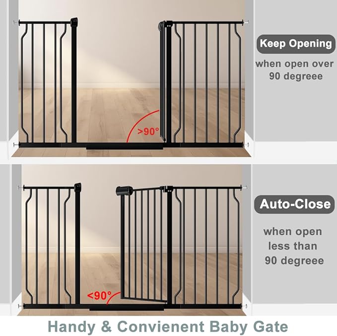 Narrow Baby Gate for Doorways Stairs, 24-29" Wide Pressure Mounted Walk Through Metal Auto Close Safety Child Gatesfor Kids or Pets, Black-PawvioPets