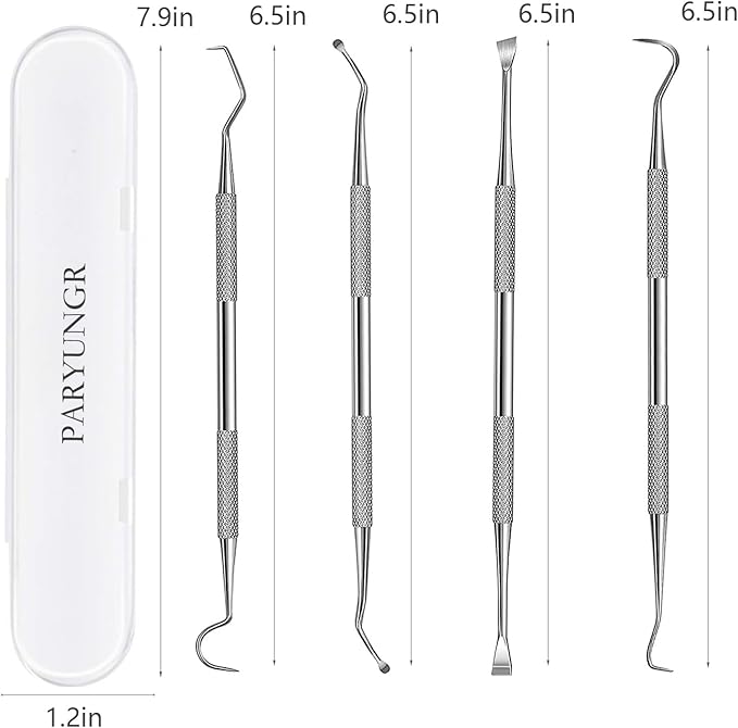 Dental Tools Pet Dog Teeth Cleaner Tool Kit, Stainless Steel Plaque Remover Dental Picks Tooth Tartar Scraper, Pets Oral Care Hygiene Set for Cats and Dogs Use with Case-PawvioPets